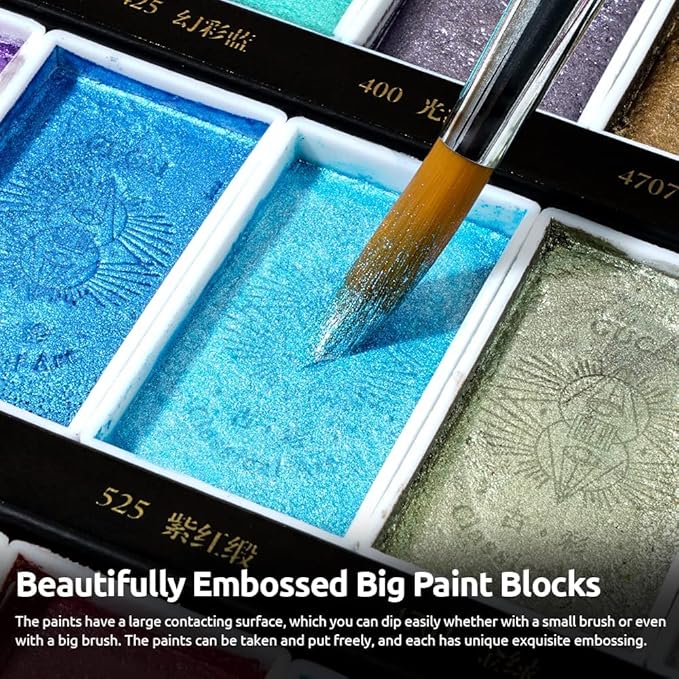 Paul Rubens Watercolor Paint Set, 36 Classical Glittery Colors Solid Paints, Strong Coverage, Good Lightfastness, Ideal for Illustrators, Artists, Painters, Students