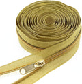 5# Gold Metallic Nylon Coil Zippers by The Yard, Bulk Gold Zipper Tape 10 Yards with 20Pcs Pulls for DIY Sewing Craft Bags YIGUANXIN