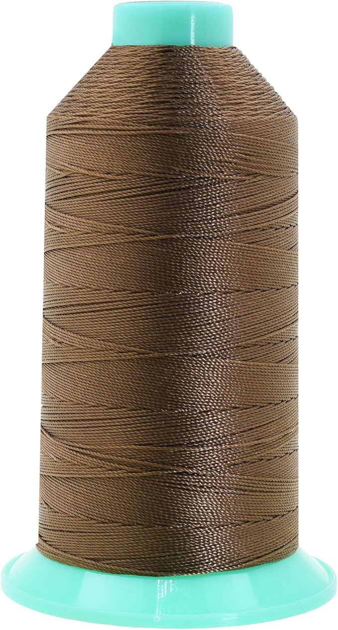 Mandala Crafts Size 346 210D T350 Bonded Nylon Thread - Coyote Brown 415 YDs Tex 350 Heavy Duty Sewing Threads for Leather, Jeans, Weaving, Outdoor Marine Upholstery