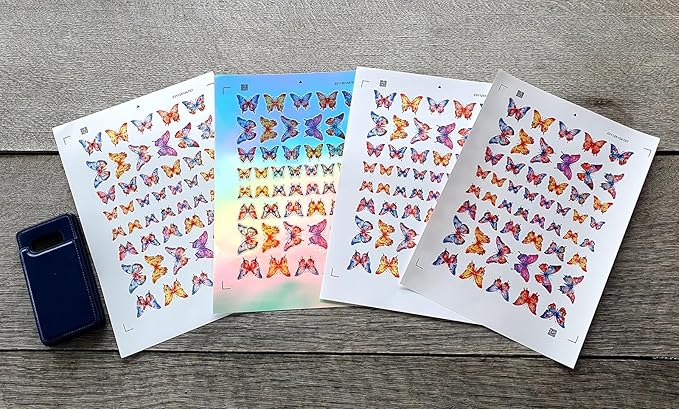 Stickers Pack (Over 150 Stickers) Colourful and Bright Summery Butterflies Vintage Styled Small Vinyl Stickers White Holographic Transparent
