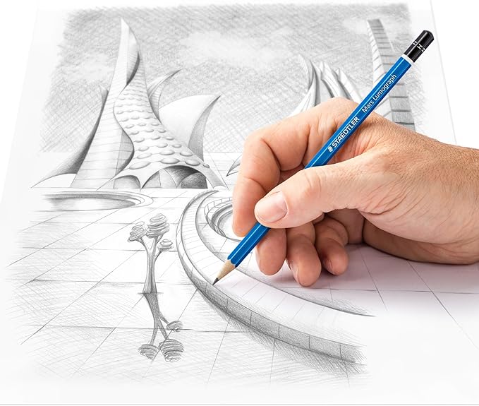 Staedtler Mars Lumograph Pre-Sharpened Writing and Art Drawing Pencils, H Lead, Box of 12, 100-H