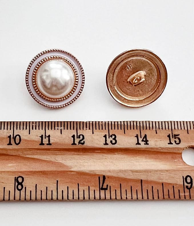 PEPPERLONELY 10PC Faux Pearl Metal Buttons for Clothing, Jeans, Crafts, Pants, Blazer, Sewing, Jacket, Jewlery Making (Gold/White, 20mm)