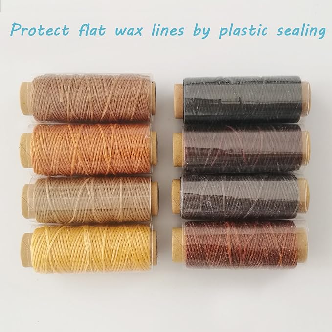 JANYUN 264 Yards 150D Leather Sewing Waxed Thread Cord for Leather Craft DIY 1mm Diameter 8 Colors Sewing Thread Cord,Each of 33 Yards (Color A)