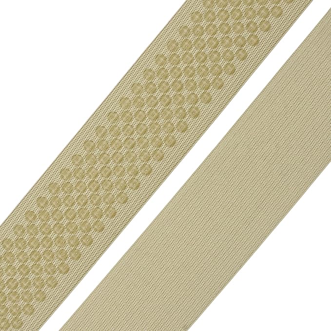 Mandala Crafts 1.5 Inch Elastic Silicone Gripper Tape for Clothing - 10 Yds Dotted Non Slip Elastic Band for Sewing - Beige Silicone Flat Fabric Stretchy Ribbon Straps