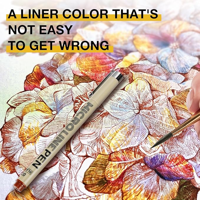 Sepia Micro Pen Set, 12 Sizes Brown Ink pen Drawing Pens, Waterproof Archival Ink Fineliner Pens for Journaling and Writing, Fine Line Art Markers for Detailing Drawing, Sketching