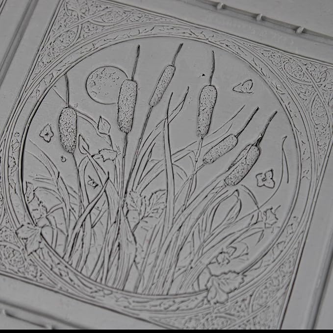 Cattails Clay Texture Roller (4") - Flower Set #02 - Embossing Pattern Roller for Polymer & Ceramic Clay, Pottery & Crafts