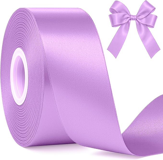 Fullive Lavender Ribbons, 1 1/2 Inch 30 Yards Ribbons for Crafts, Polyester Satin Ribbon for Gift Wrapping for Birthday Wedding Graduate Valentines Day Decorations Wrapping Bouquet Floral Arrangements