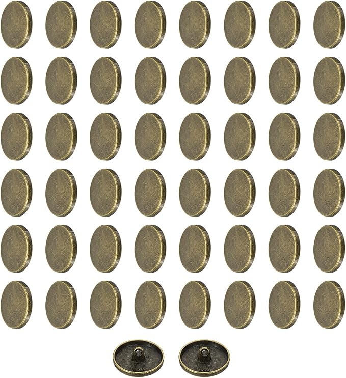 HARFINGTON 50pcs 36L Metal Round Flat Sewing Buttons 23mm Alloy Shank Craft Replacement Button for Men Women Suit Woolen Coat Shirt Trousers Sewing Crafts, Bronze