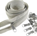 Leekayer #5 Gray Nylon Coil Zippers by The Yard Bulk 10 Yards with 25pcs Silver Sliders for DIY Sewing Tailor Craft Bag(Gray)