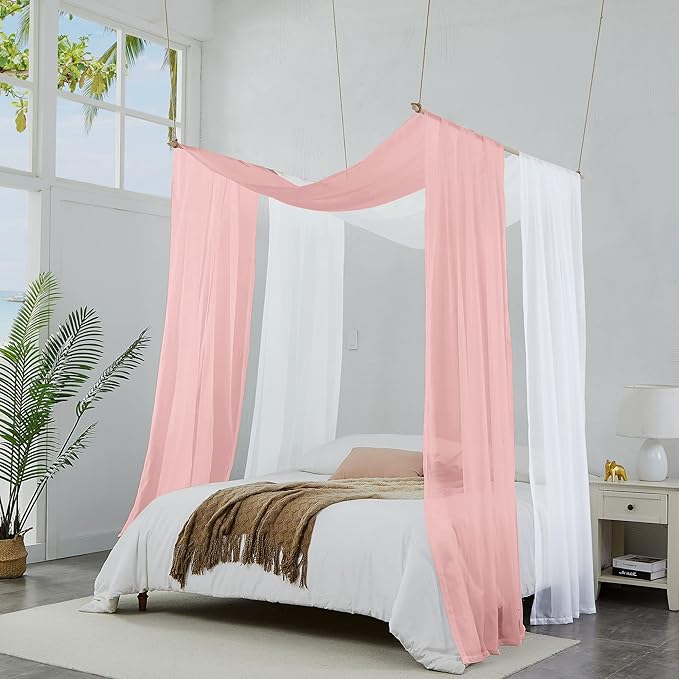 Warm Home Designs Wedding Arch Draping Fabric - 24 Ft Scarves in Dusty Rose & White for Wedding Decoration. AD White & Rose 288”