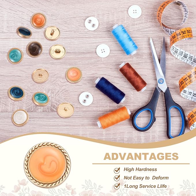 MECCANIXITY Metal Vintage Gold Button 20mm Round Metal Sewing Button Alloy Shank Replacement for Women's Suit Woolen Coat Shirt Dress Sewing Orange Pack of 10