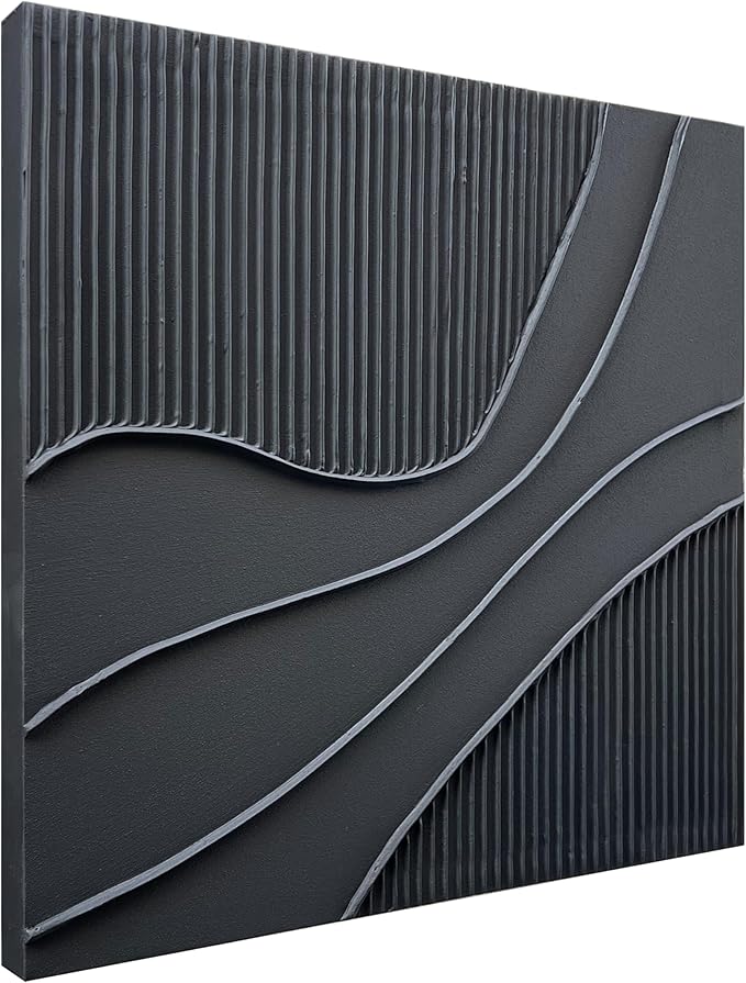 NANKAI Art Hand-Painted Black Texture Minimalist Oil Painting 24x24 inch Abstract Home Wall Art Deco Painting