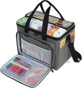 Teamoy Knitting Bag, Yarn Tote Organizer with Inner Divider (Sewn to Bottom) for Crochet Hooks, Knitting Needles(Up to 14”), Project and Supplies -No Accessories Included, Gray