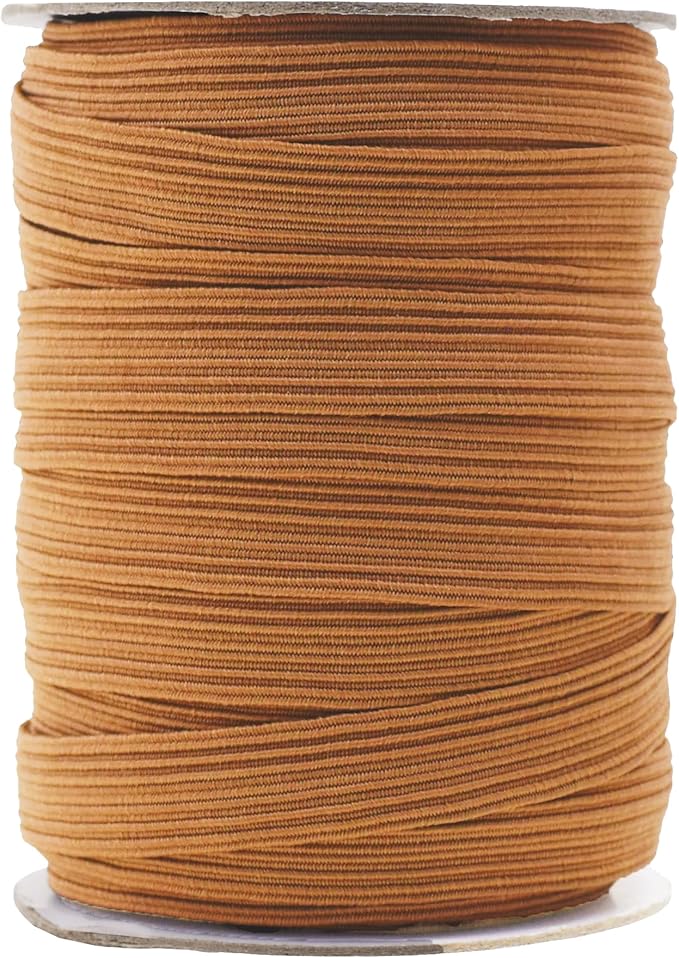 Mandala Crafts 16mm 20 Yds Roll of Russet Brown Elastic Bands for Sewing - 5/8 Flat Elastics Cord - 5 8 Inch Braided Stretch Straps for Crafting