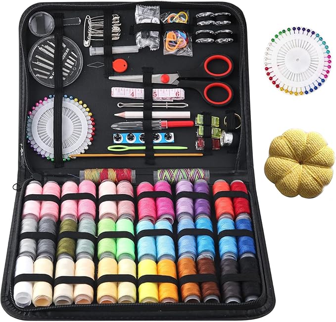 Sewing Kit for Adults, 183PCS Needle and Thread Kit with Basic Sewing Supplies and Accessories for Travel Small Fixes, Emergency Repairs, Hand Sewing, Beginners, Starter