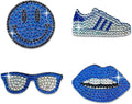 StickerBeans® Rhinestone Stickers - Blue Spirit 4-Pack, 2” x 2” Each, Unique Sparkly Cut-to-Shape for Collecting, Trading, Decorating Laptops, Phone Cases, Scrapbooks, for Kids, Teens, & Adults