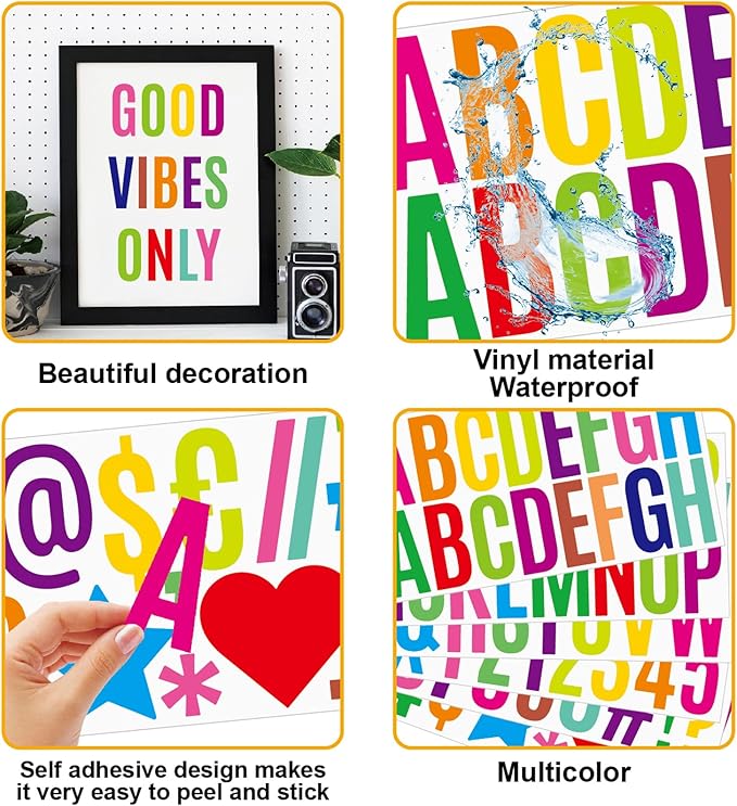 Bemeol 500 Pieces 30 Sheets Large Letter Stickers 2.5 Inch Alphabet Letter Stickers Self Adhesive Letters for Bulletin Board Mailbox Door Classroom Home