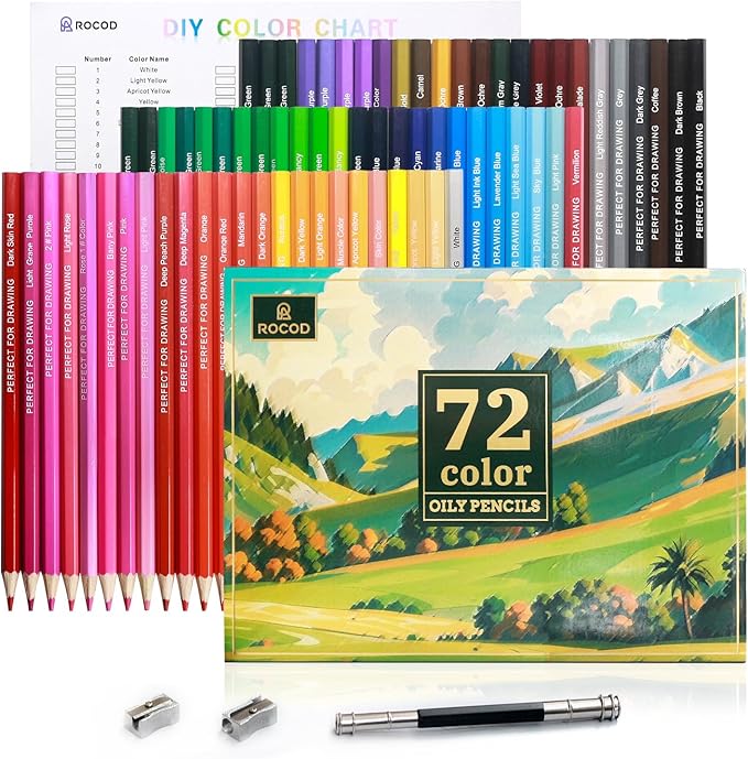 72 Colored Pencils for Adult Coloring Books, Drawing Coloring Pencils for kids, Soft Core Colored Pencil with Sharpener for Coloring, Drawing, Sketching