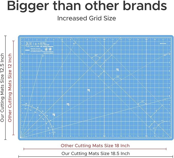 Elan Cutting Mat A3 Blue, Self Healing Cutting Mat 12x18 Inch, 5-Ply Craft Board Blue, Hobby Board for Crafts 12x18 Inch