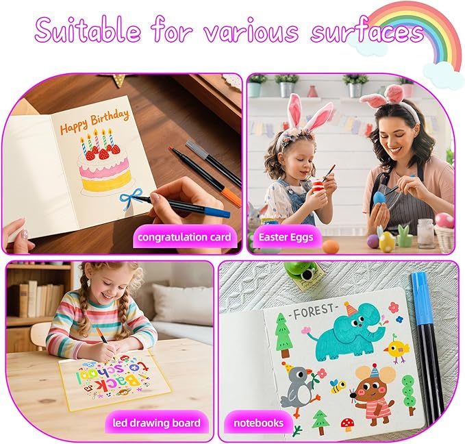 Signsxcel12-Color Liquid Chalk Markers for Led Note Board, Compatible with Light Up Drawing Board, Windows, Blackboard, Glass, Neon Erasable Markers,Wet or Dry Erase Markers Fine Tip