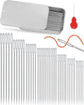 FIVEIZERO 80/40 PCS Premium Stainless Steel Sewing Needles, 7 Sizes Large Eye Sewing Sharp Needles, Leather Needle Embroidery Thread Needle with Threaders for Handsewing Art Crafts
