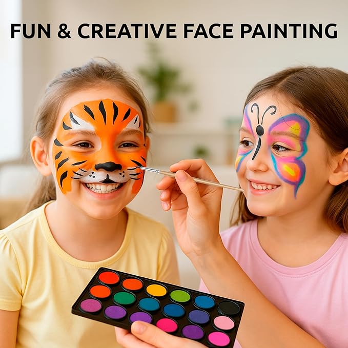 DUGATO 10pc Face Paint Brush Set - Professional Synthetic Brushes for Face & Body Painting, Makeup, Cosplay | Ideal for Beginners & Artists