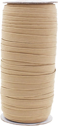 Mandala Crafts 10mm 50 Yds Roll of Tan Elastic Bands for Sewing - 3/8 Flat Elastics Cord - 3 8 Inch Braided Stretch Straps for Crafting