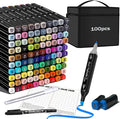 Merooart Alcohol marker, 100 color double pointed permanent marker, suitable for adult coloring illustrations by artists - brush and chisel double pointed, coloring supplies, sketching marker