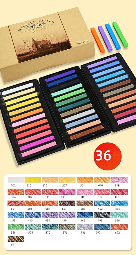YYMIYU Neutral Color Chalk Pastels for Professional Artist 36 Colour
