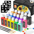 Shuttle Art Fabric Paint, 18 Colors Permanent Soft Fabric Paint in Bottles (60ml/2oz) with Brushes, Palette, Stencils, Non-Toxic Textile Paint for T-Shirts, Shoes, Jeans, Bags, DIY Projects&Art