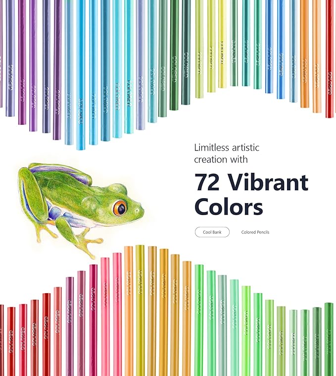 COOL BANK 72 Pack Colored Pencils for Adult Coloring Books with Soft Oil-Based Cores, Color Pencil Set for Sketching Blending Layering, Art Supplies for Kids Teens Adults Beginners Artists