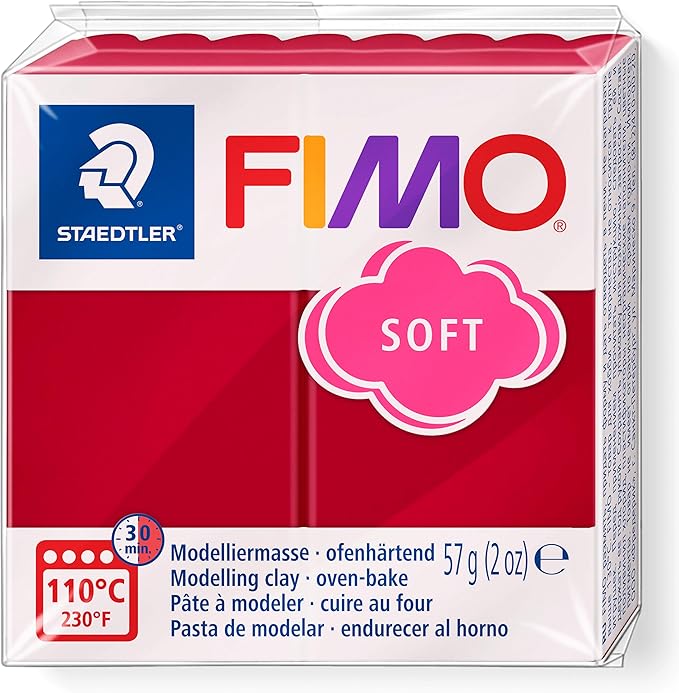 Staedtler FIMO Soft Polymer Clay - -Oven Bake Clay for Jewelry, Sculpting, Crafting, Cherry Red 8020-26, 57 g