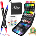 60 Colors Acrylic Paint Pens, Dual Tip Pens With Fine Tip and Brush Tip for Rock Painting, Ceramic, Wood, Plastic, Calligraphy, Scrapbooking, Brush Lettering, Card Making, DIY Crafts