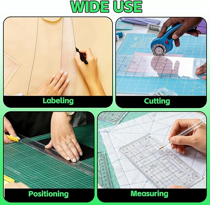 Ruler Grips, Transparent Quilting Rulers, Non-Slip Silicone Ruler Rings, Quilt Template Grips with Strong Adhesive for Quilting Rulers and Templates (Strip, 10PCS)