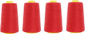 Mandala Crafts 4 Pack of Serger Threads Cones Spools - 40S/2 24000 Yards Polyester Red Threads for Sergers Machine and Overlock Quilting Sewing Machine