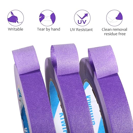 Purple Painters Tape,0.7" x 60 Yards x 3 Rolls (180 Yards Total) - Medium Adhesive Masking Tape for Painting,Labeling,DIY Crafting,Decoration and School Projects