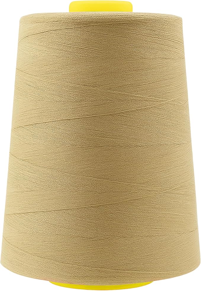 Mandala Crafts 4 Pack of Serger Threads Cones Spools - 20S/2 24000 Yards Polyester Khaki Threads for Sergers Machine and Overlock Quilting Sewing Machine