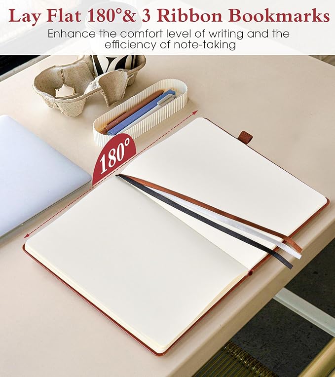 Blank Journal Notebook for Women Men,160 Pages,A5 Hardcover Sketchbook for Drawing, Sketch book, Unlined Notebooks for School,Work, Note Taking,Travel Journals for Writing 5.8"x8.5" (Brown)
