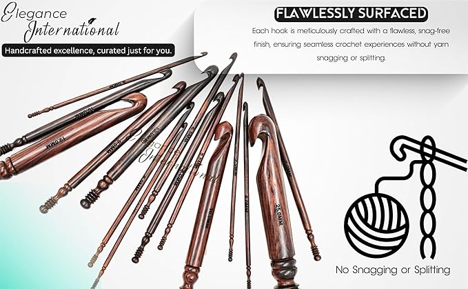 Rosewood Crochet Hooks Set - 15-25mm, Ergonomic Soft Grip - Ideal for Arthritic Hands & Yarn/Knitting - Christmas Gifts