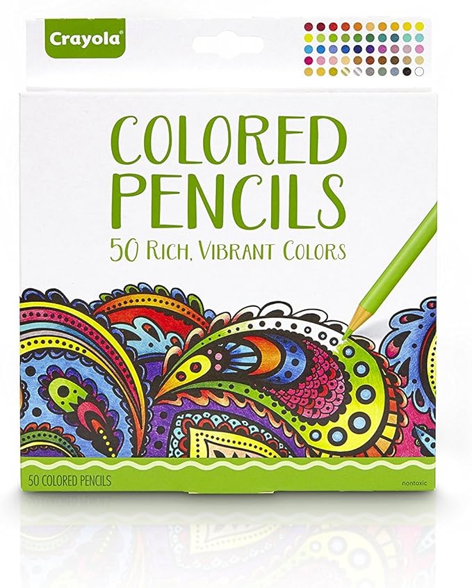 The Mega Deals Adult Colored Pencils, Adult Coloring Drawing Pencils, 50 Count, Multicolor and 1 Pencil Sharpener (Gift Pack)