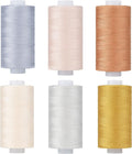 Simthread All Purpose Thread Polyester 400 Yards (6 Light Colors)