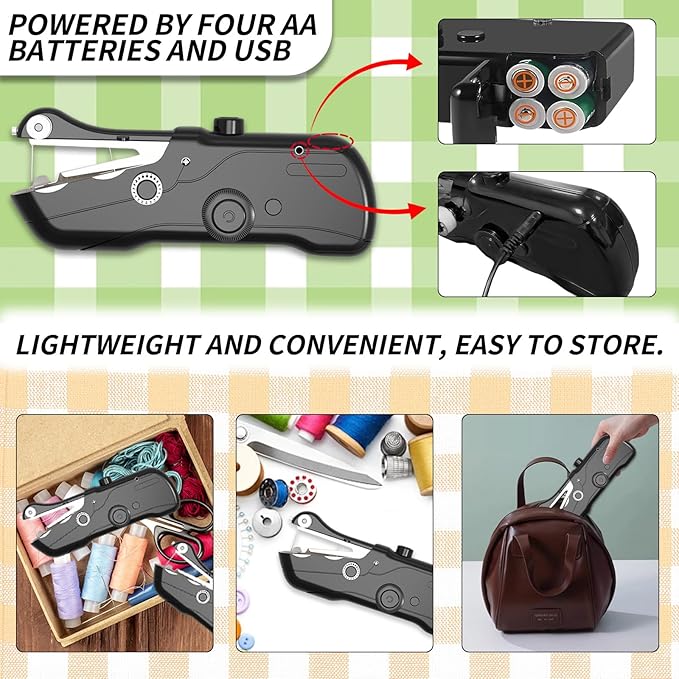 Handheld Sewing Machine,Electric Mini Portable Sewing Machine for Beginners & Adults, Battery/USB Powered, Includes Other Tools and Sewing Threads,Companion for DIY Hand Sewing Enthusiasts