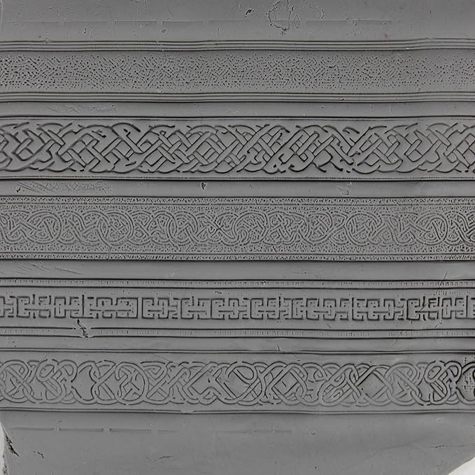 Celtic Manuscript Clay Texture Roller (4") - Seamless Border Set #01 - Embossing Pattern Roller for Polymer & Ceramic Clay, Pottery & Crafts