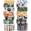 Washi Tape Set 14 Rolls, Cute Animal Decorative Tape, Cats Puppies Pugs Designs Washi Tapes for Scrapbooking Supplies, Journaling Supplies, Crafts