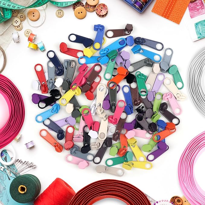 DOITEM 62 Yards 20 Pieces Sewing Zippers #3 Nylon Coil Zippers Assorted Zipper for Sewing with 80 Zipper Sliders for DIY Tailor Sewing Crafts Supplies, 20 Color
