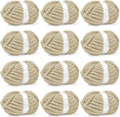 Inhand 12 Pack Chunky Chenille Yarn for Crocheting–30.6 Yards, 7.7oz, Soft Fluffy Thick Yarn,Gifts for Women/Grandma/Men Birthday Christmas Unique,Hand Knitting for Blankets&DIY Crafts (Khaki)