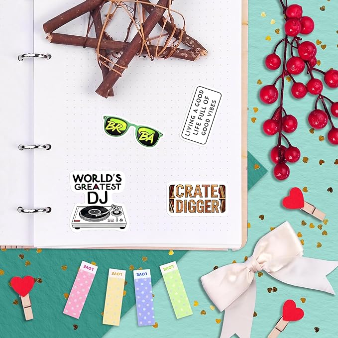 100Pcs DJ Stickers and Decals for Laptop, Water Bottle - DJ Gifts & Party Supplies - Rave, Music Stickers - Gift for Women & Men