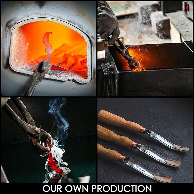 BeaverCraft Wood Carving Gouge 7L/22 Spoon Carving Tools, Chisels - Bowl Gouge, Wood Curved Chisel - Whittling Spoon Knife