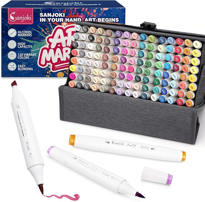 Profill 120 Color Marker Set Brush&Fine Tip Bold Bigger Ink Max Capacity Built for Creators Artist Adults Coloring Illustration