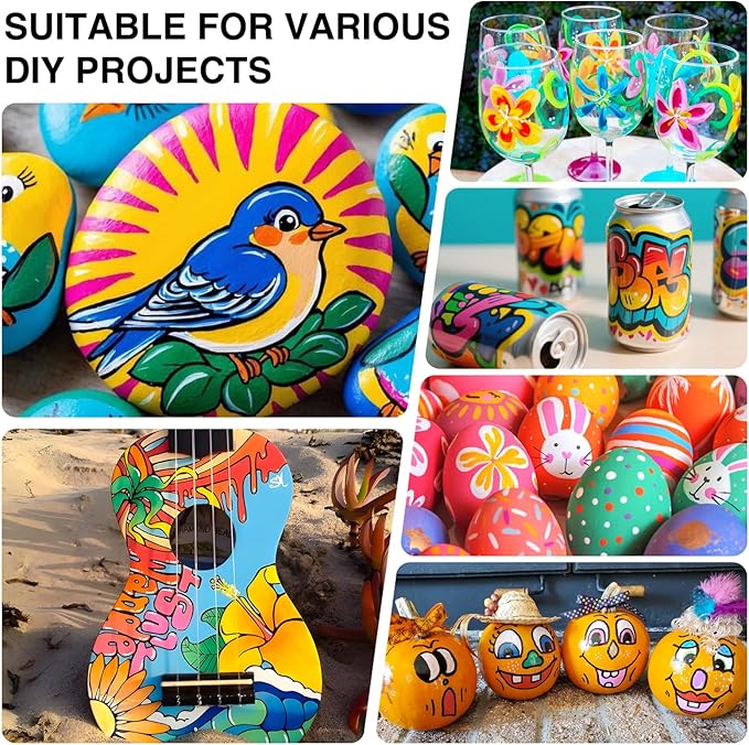 120 Colors Acrylic Paint Markers，60 Pack Acrylic Paint Pens with Dual-Color Brush Tips, Quick-Drying, No Bleeding, Waterproof for Pumpkin,Rocks,Glass,Wood,Plastic,Metal,Coloring Book